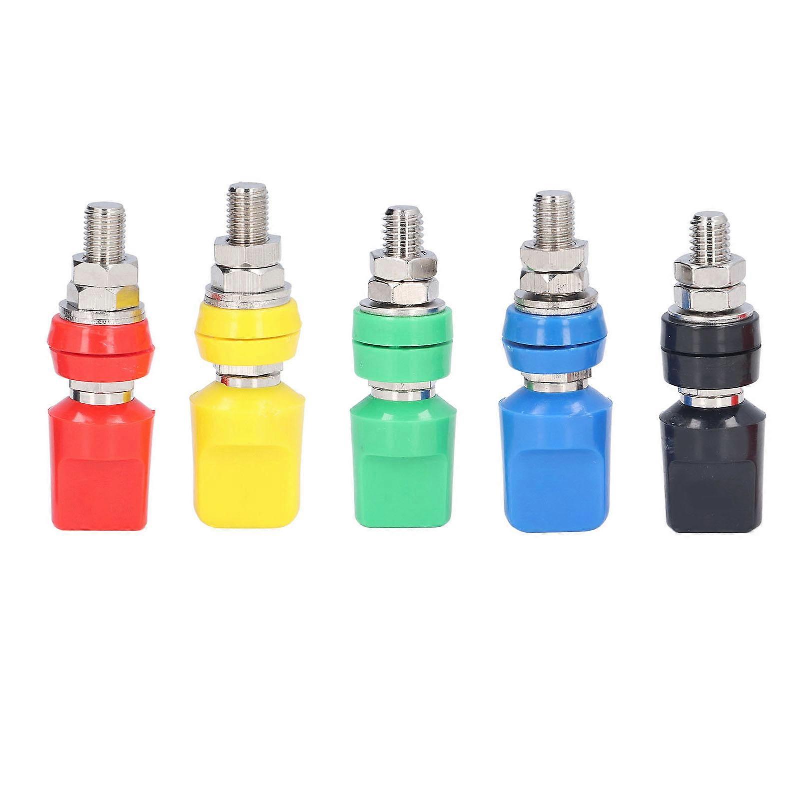 5PCS Terminal Binding Post High Current Silver Alloy Flat Cap Connector with Jack 30?60V