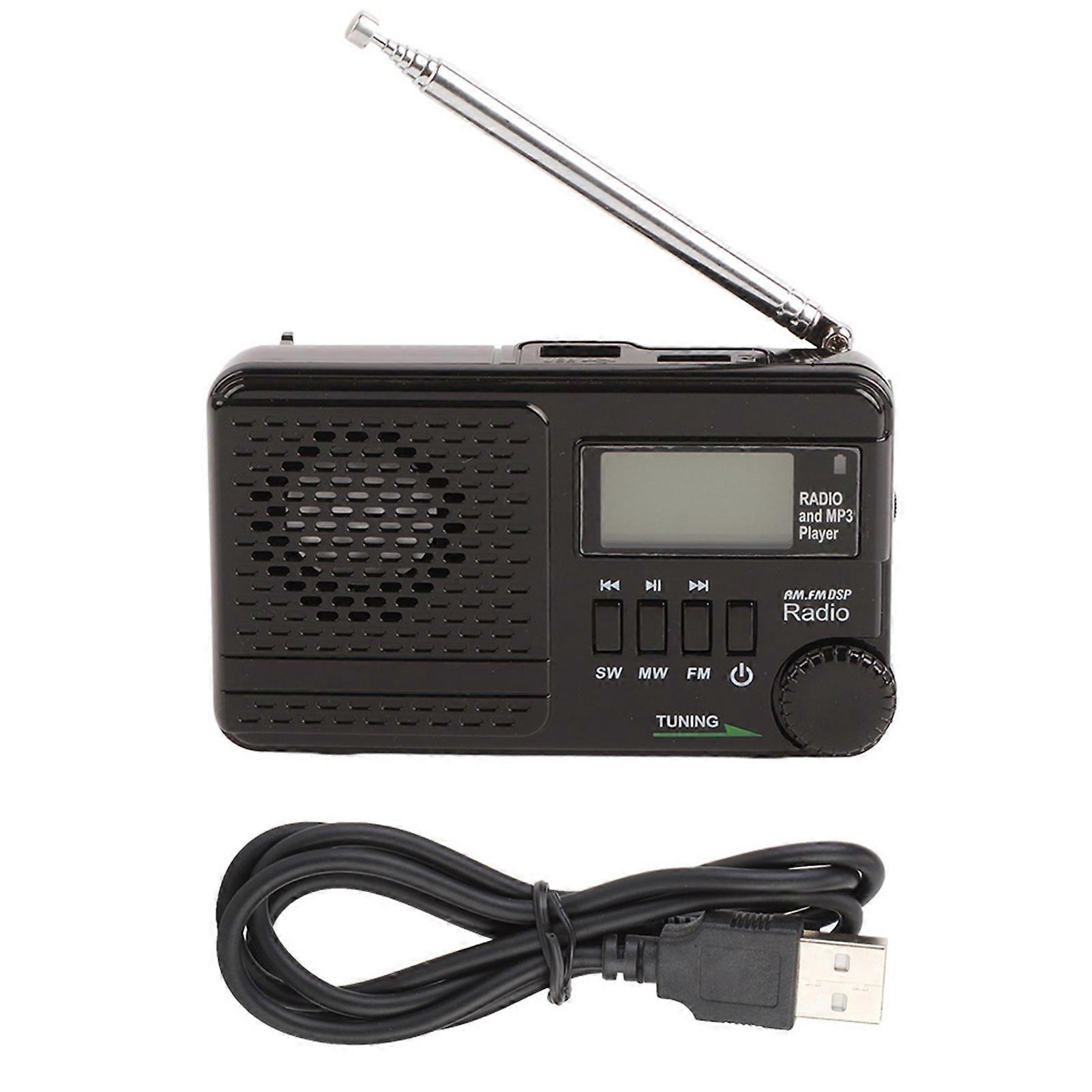 Ραδιόφωνο Όλη η μπάντα Κάρτα μνήμης Plug In Ραδιόφωνο δέκτη Μαύρος ραδιοφωνικός δέκτης MP3 Player