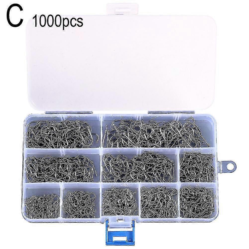 100/500/1000x Fishing Hooks Set High Carbon Steel Sharp Durable Barbed Fishhook