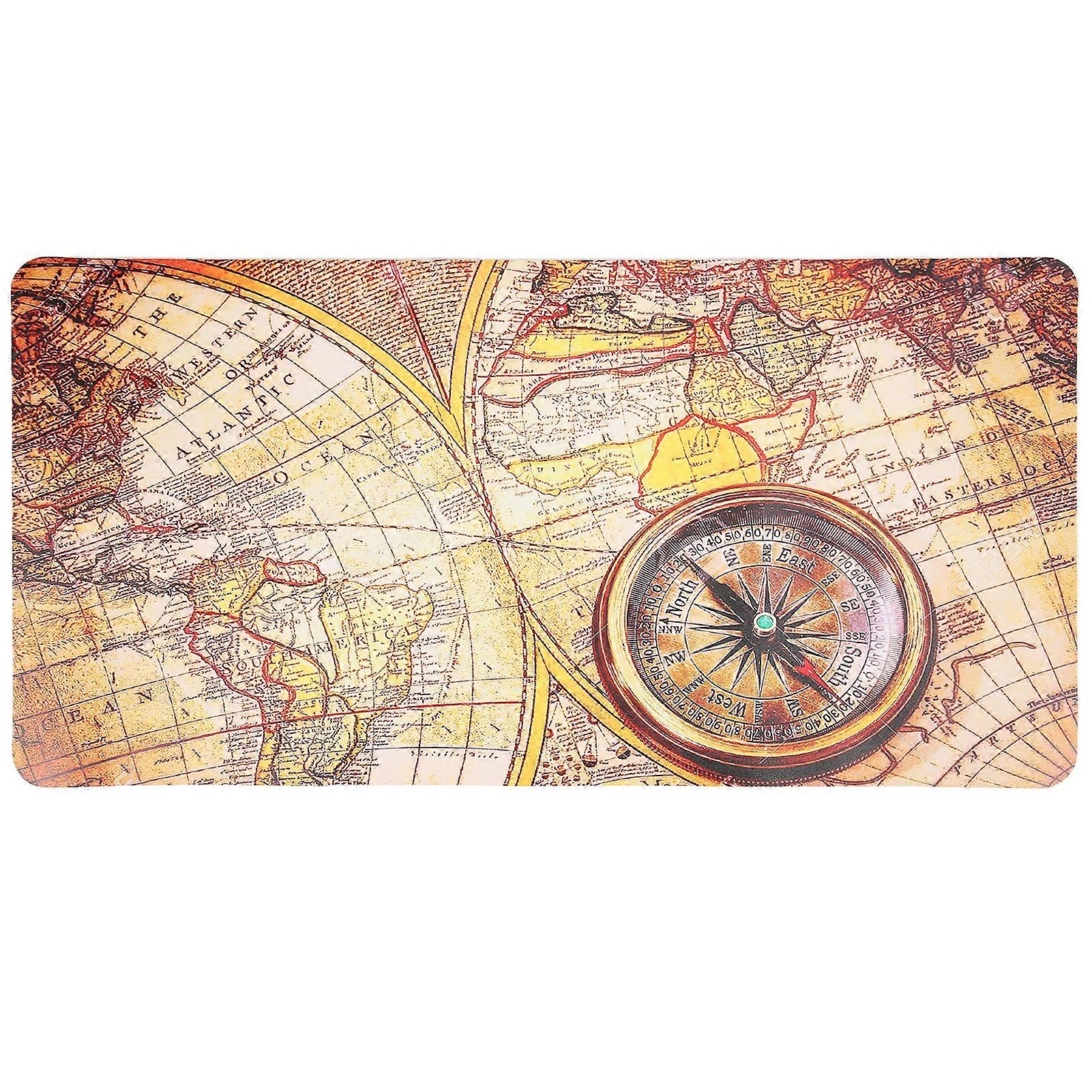 Mouse Pad Unique Personalized Bright Fade Resistant Retro World Map Pattern Waterproof Heat Resistant Large Desk Mat300x600x2mm