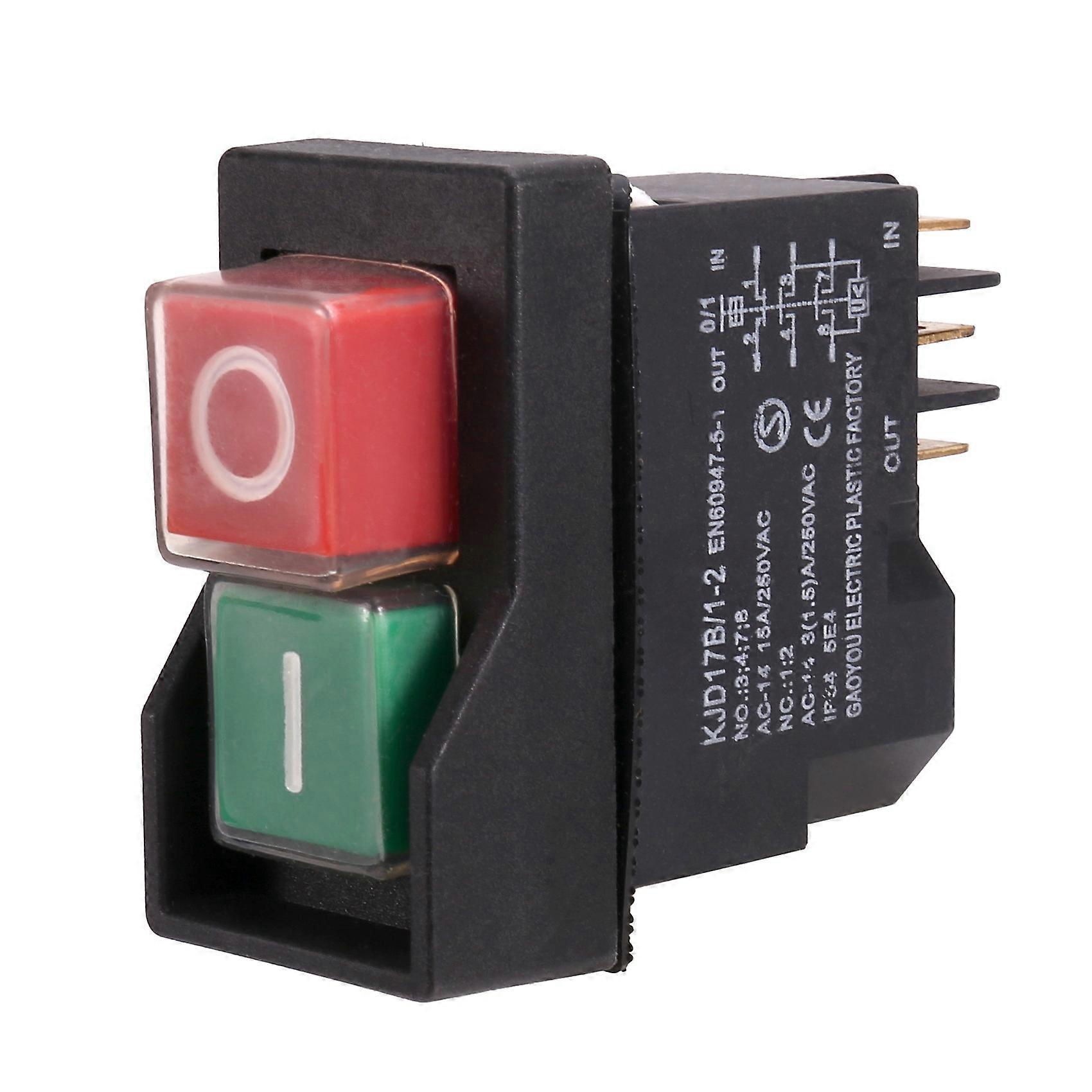 Emergency Stop Switch - Waterproof Safe Switch KJD17Electromagnetic Switch Motor Protection Switch 6 Pin 250V 16A