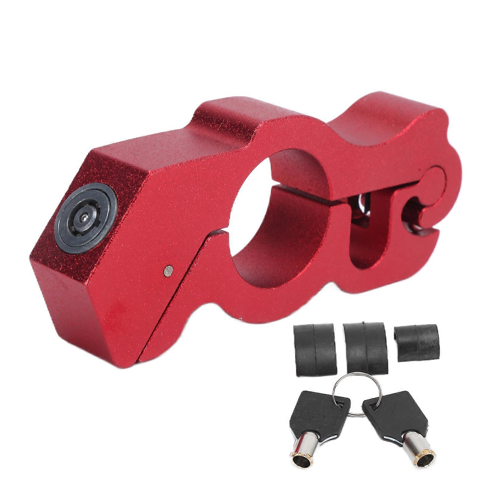 Motorcycle Lock Red Protective Handlebar Horn Lock with Gasket Key for Braking Security YEMAA