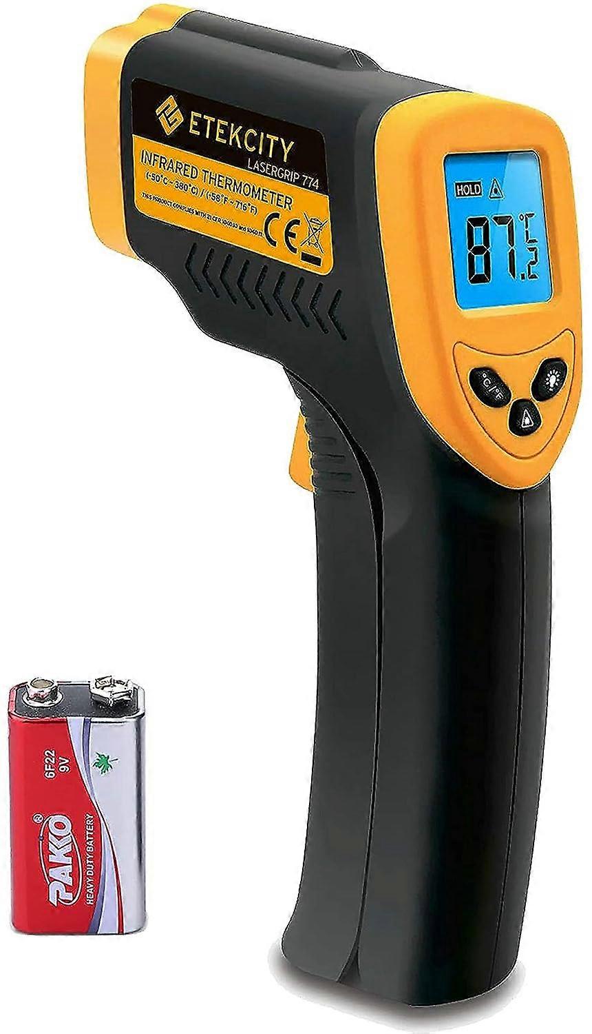 Tizzy Non-Contact Digital Infrared Laser Infrared Thermometer with -50 to +380C Temperature Sensor, LCD Illumination, Yellow/Black, 774 Grip (Not Suit