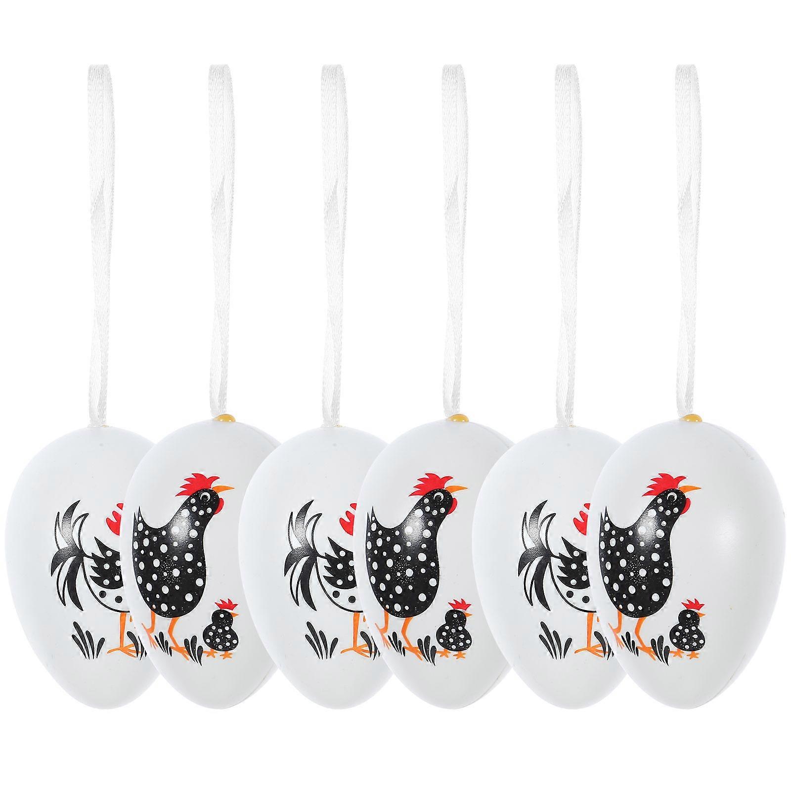 6pcs Easter Egg Ornaments Easter Tree Hanging Ornaments Artificial Plastic Egg Pendants