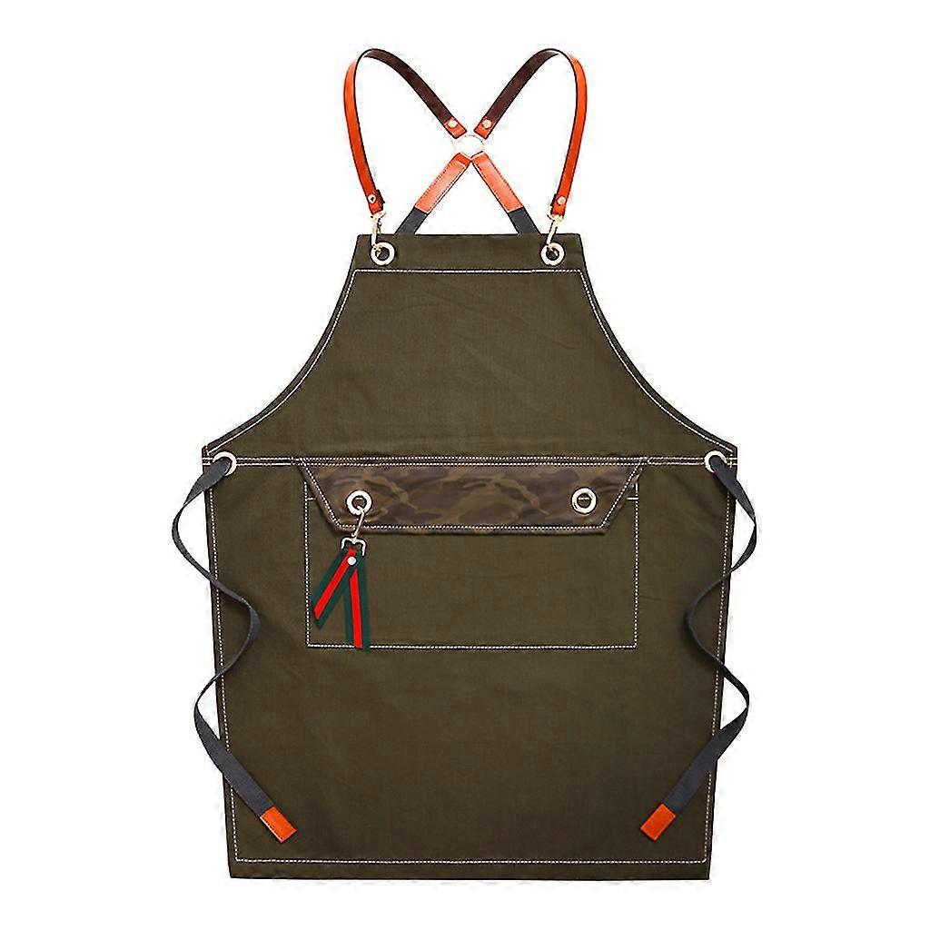 Chef Apron Cotton Canvas for Cross Back Adjustable Apron with Pockets for Women