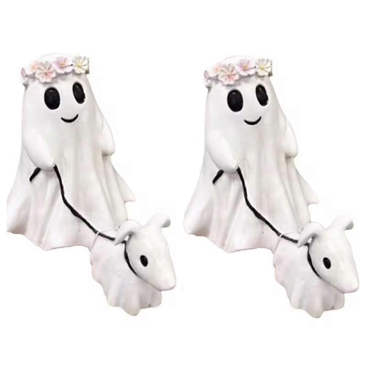Ghost Dog Walking Statue Halloween Ghost Dog Walking Statue Cute Garland Small Ghost Dog Walking Decoration Ornaments B