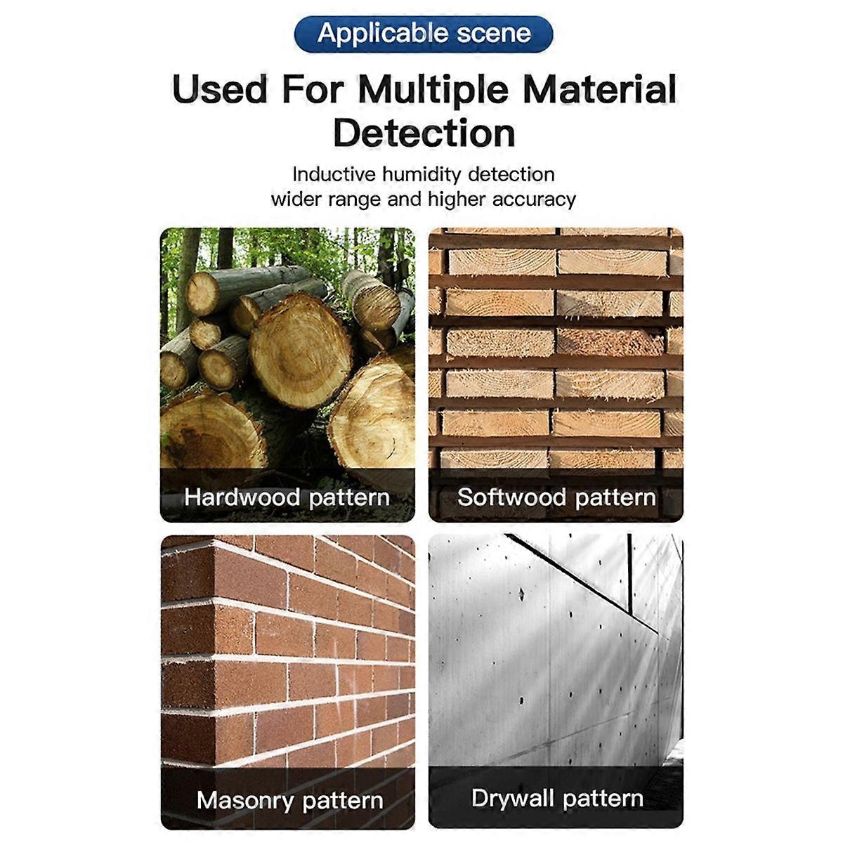 Full Angle Inverted Moisture Detector Wood Moisture Meter Temperature Humidity Detection Home Moisture Detector