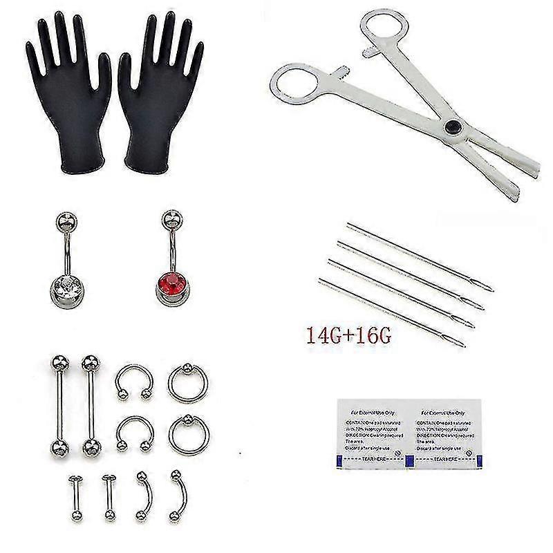 1 set body piercing tool nose septum belly body piercing kit with need