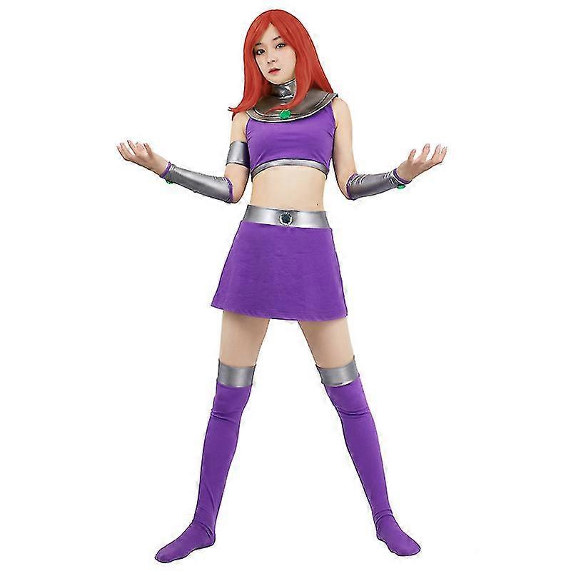 Teen Titans Starfire Koriand'r Cosplay Costume Dress Outfits Halloween Carnival Suits