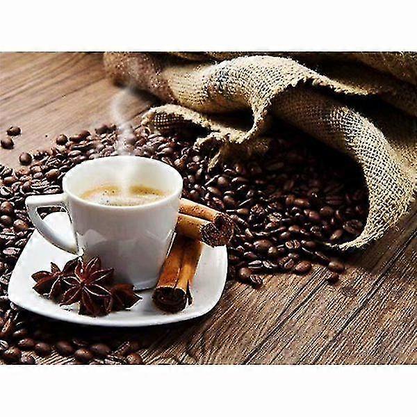 Diy 5d Full Round Rhinestone Coffee Diamond Embroidery Painting Cross Stitch Home Decor