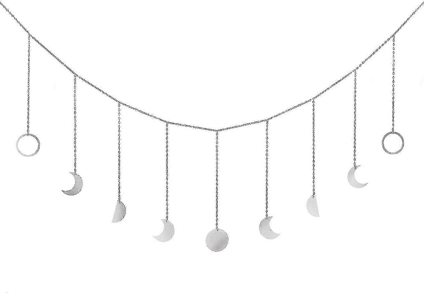Moon Phase Wall Hanging Moon Garland Decor Boho Home Decoration,silver