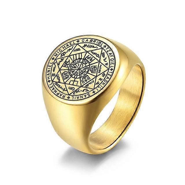 The Key of Solomon Rings Stainless Steel The Seal of the Seven Archangels Ring Amulet Male titanium steel Jewelry M4