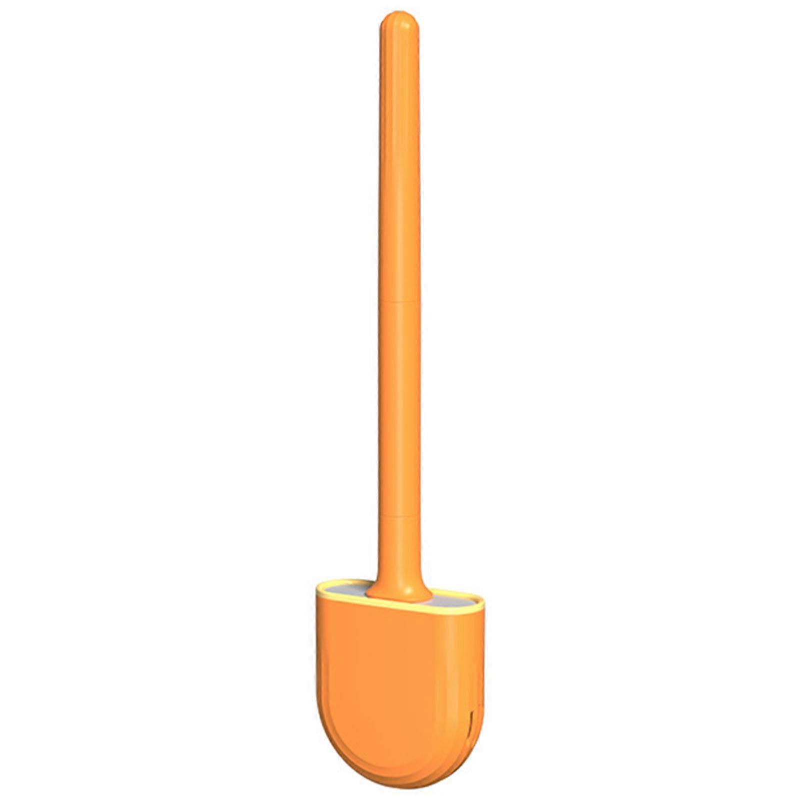 Household Toilet Bowl Brush and Holder Space Saving Adhesive Non-Slip Long Handle Brush for Bathroom Toilet Cleaner