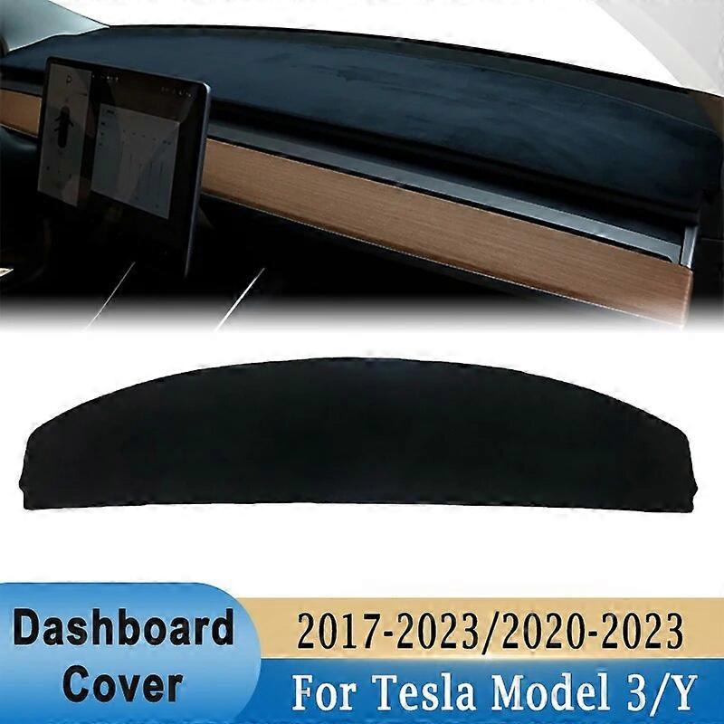 Dashboard Cover Pad For Tesla Model Y 2020-2023 Model 3 2017-2023 Anti-Slip Dashboard Flannel Carpet Sunshade Dashmat Protection