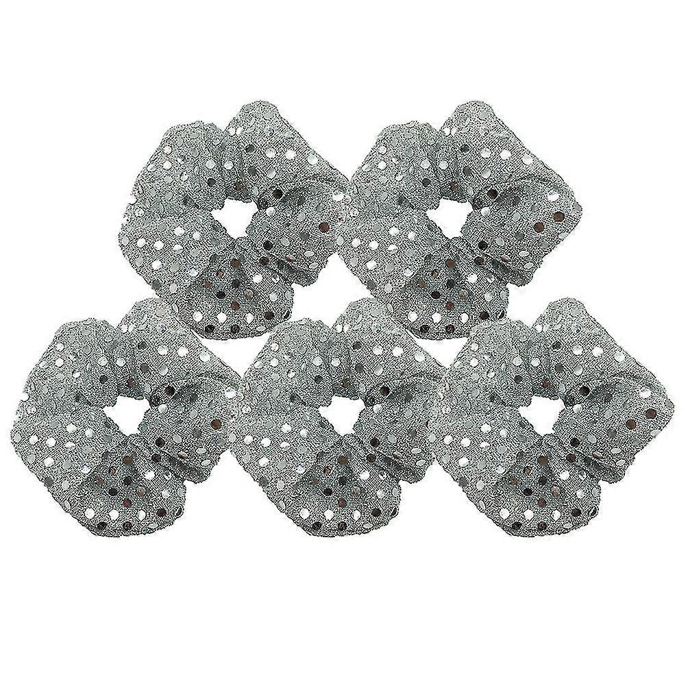 5 Pcs Christmas Hair Scrunchies Large (sliver)