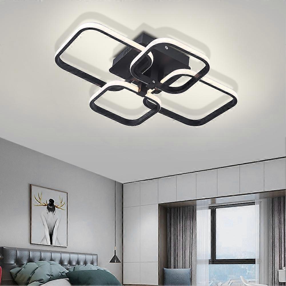 Modern Square LED Ceiling Light Acrylic Chandelier - Black Frame 4 Head