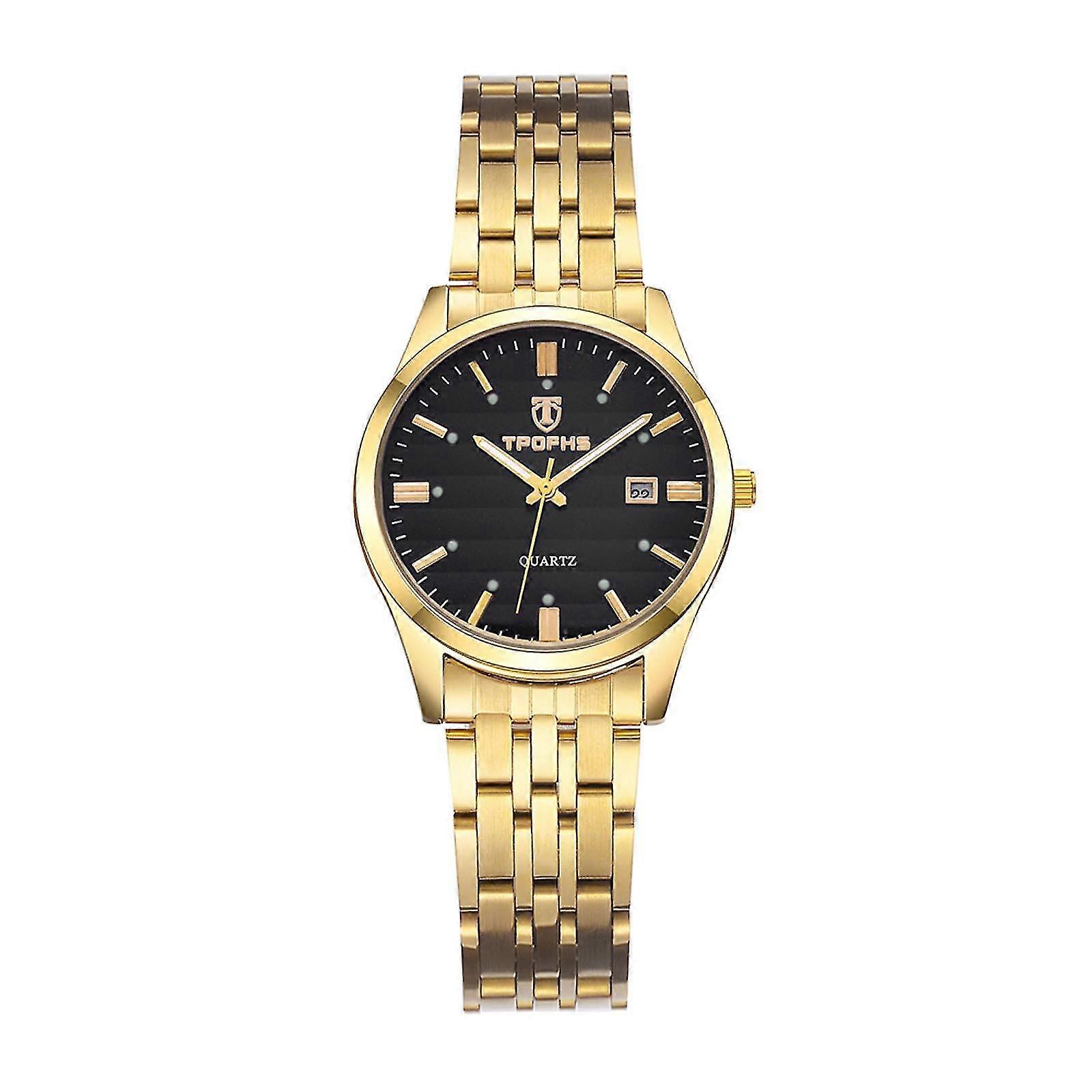 Tpofhe Lectroplating Stack Buckle Adjustable Couple Steel Strap Watch