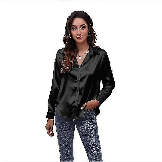 المرأة الفاخرة تي شيرت حريري طويل الأكمام أزياء فضفاضة عارضة الحرير مثل بلوزة أنثى اللباس قميص حفل زفاف المرحلة الملابس