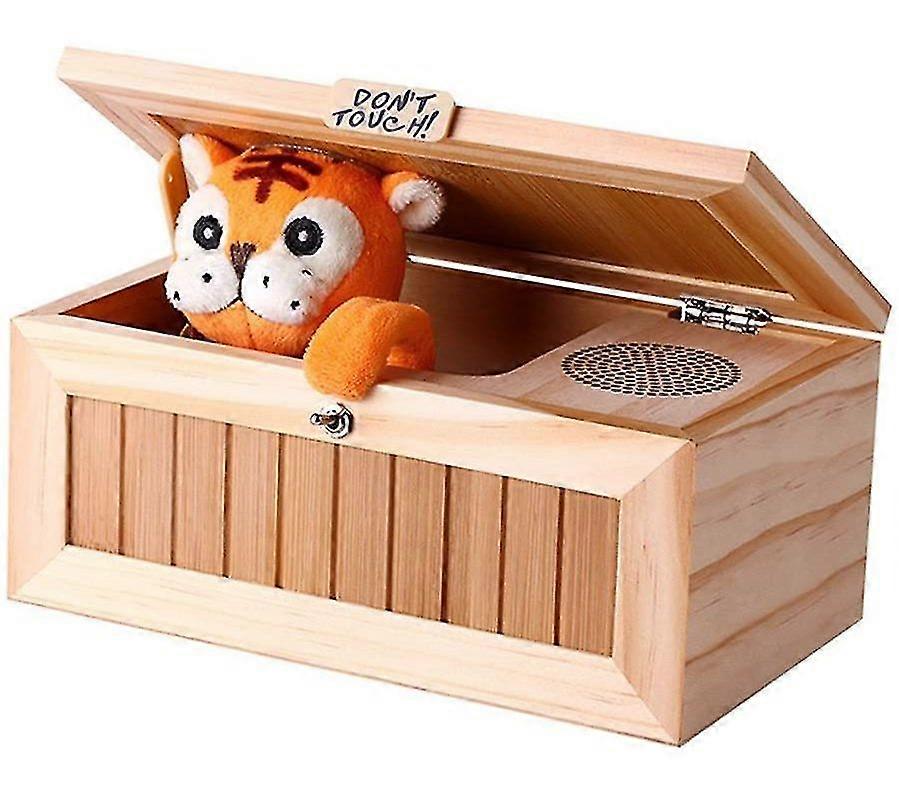 Wooden Useless Box, Tiger Toy Gift With Sound