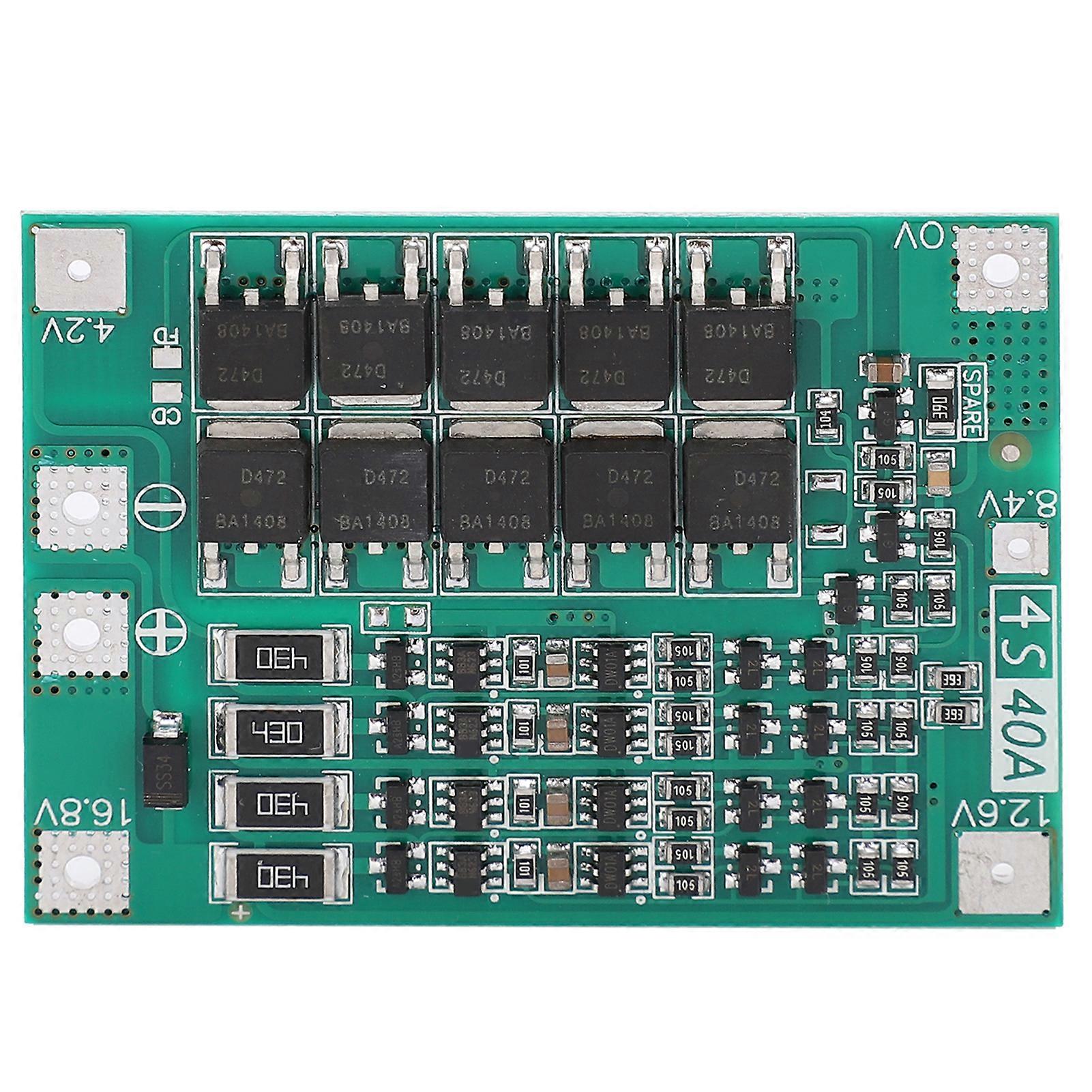 Lithium Battery Protection Board Plate Module Resin 4 Series 40A DC16.8V Balanced Version