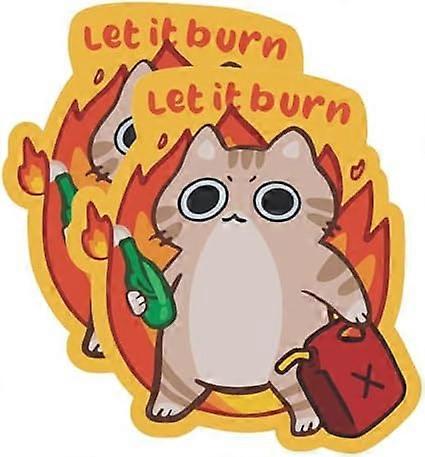 2-Pack Let It Burn Arson Cat Funny Cat Stickers Decal Vinyl - 3 Inches - Cat Stickers Funny for Car Truck Van Window Bumper Laptop Tablet Cup Tumbler