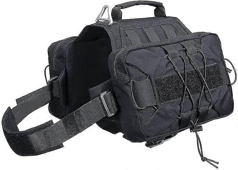 תיק אוכף תרמיל נסיעות נסיעות קמפינג טיולים רגליים כלבים בינוניים וגדולים עם 2 כיסים צדדיים מרווחים, שחורים