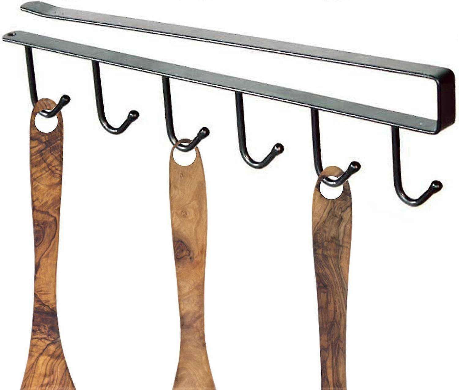 Iron 6 Hooks Storage Shelf - Home Storage Mug Hooks - Kitchen Under Cabinet Organizer Hook Rack, Slide On Mug Hooks Under Cabinet, Without Drilling