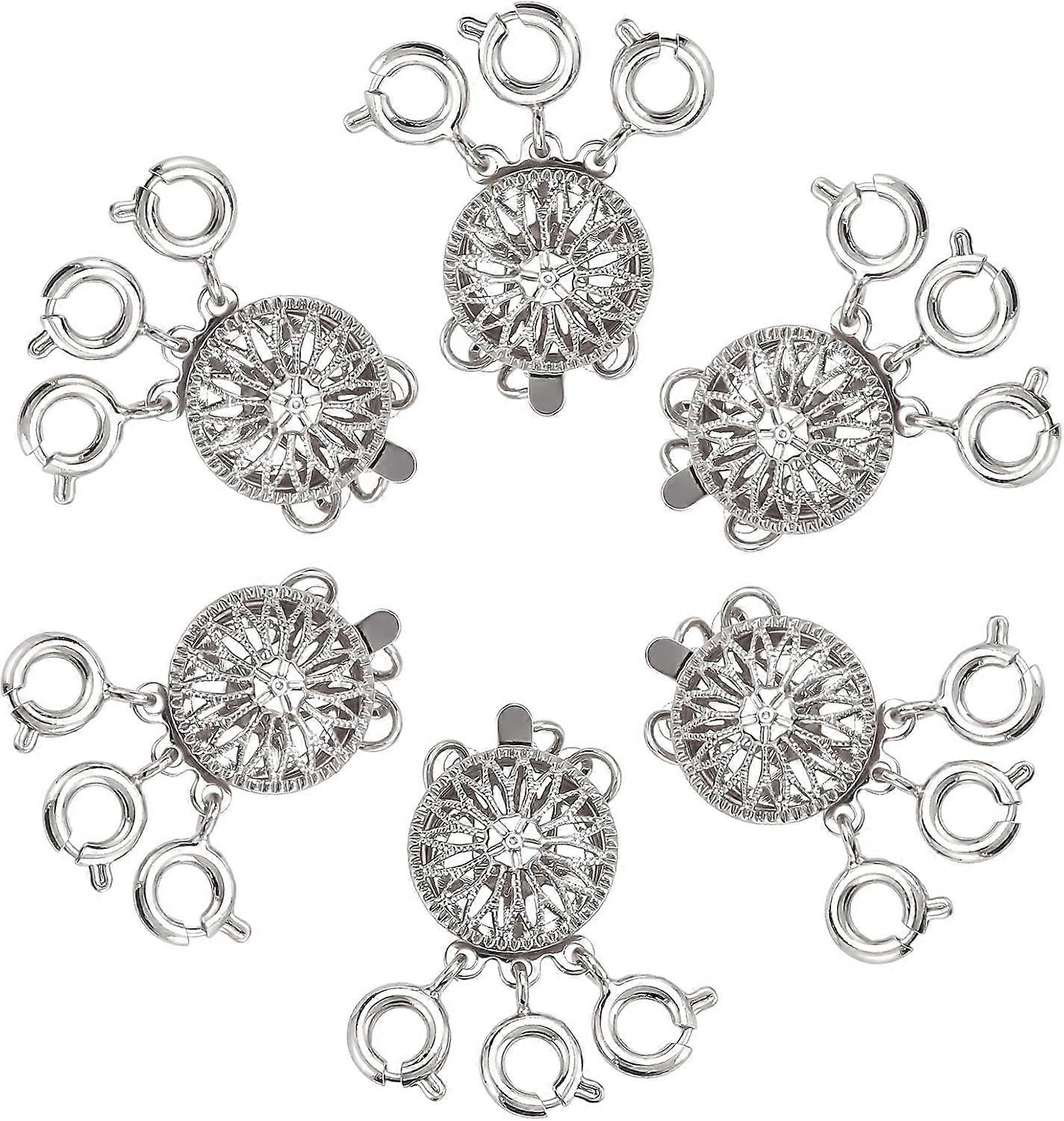 1 Box 6Pcs Necklace Layering Clasps Silver Necklace Layered Clasp Multi Strand Clasps Necklace Connectors for Multiple Necklaces Lobster Spring Ring C
