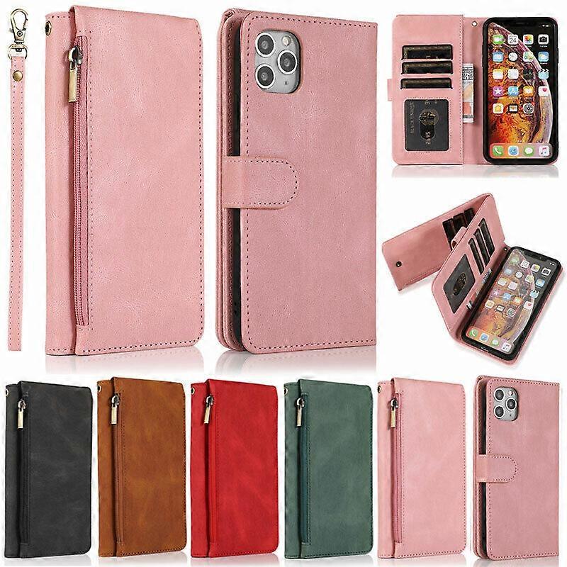 Dragkedja Plånbok Läder Flip Cover Fodral För iPhone 14 13 12 11 XR XS Max 7 8 Plus