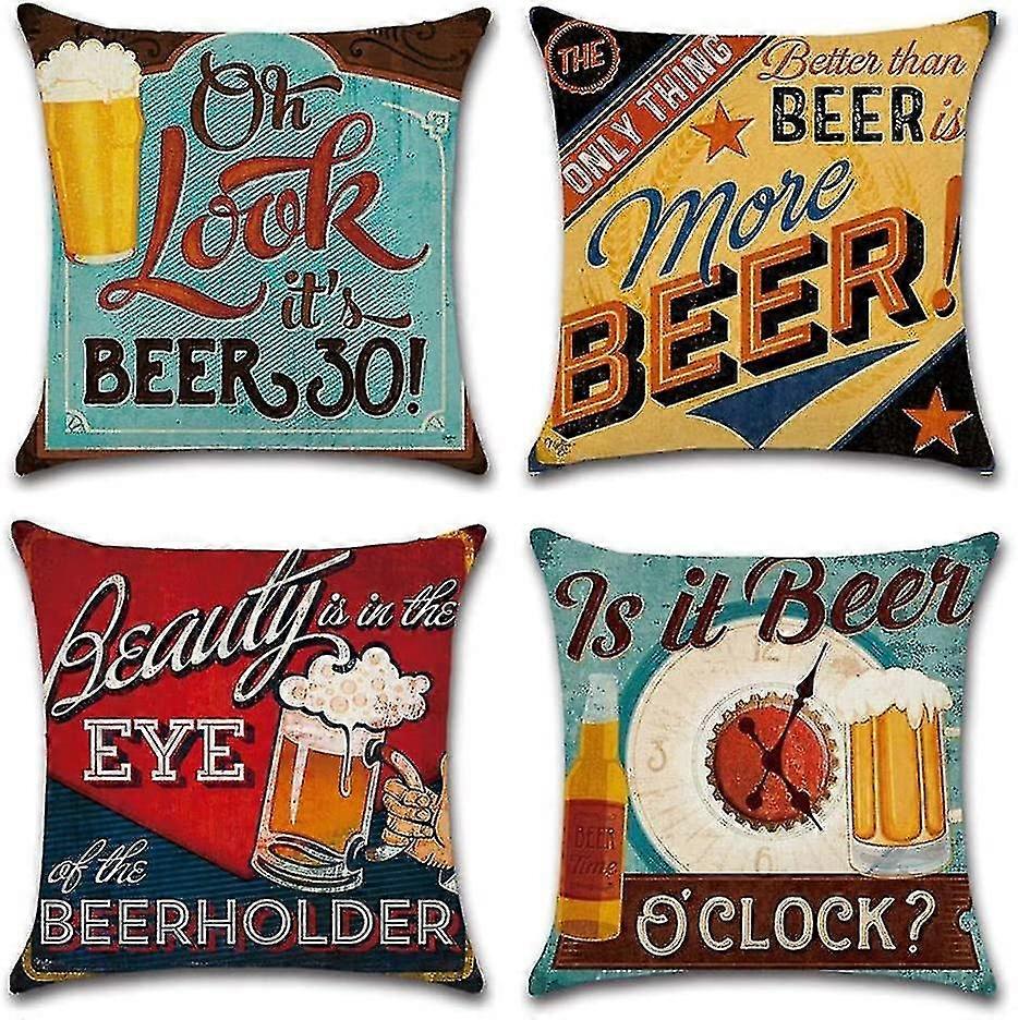 Pillowcases Canvas Decorative Throws Pillows Cushions Covers Creative Pillowcase For Sofa Bedroom Set Of 4, 18x18 Inch