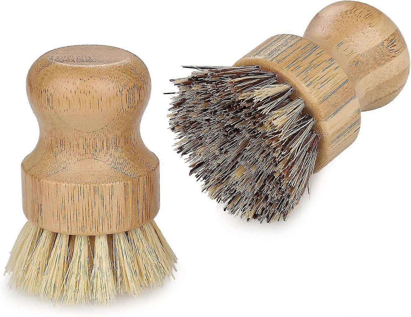 2 قطعة فرشاة طبق الخيزران ، فرشاة طبق صديقة للبيئة ، فرشاة الفطر النظيفة لحوض المطبخ