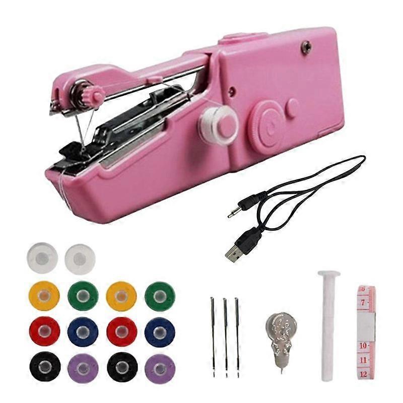 USB Electric Handheld Mini Portable Sewing Machine Kit Cordless Mini Quick Repairing Sewing Machine For Denim Curtain Leather
