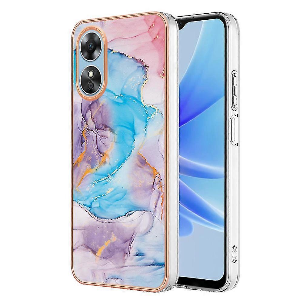 Imd Iml Phone Case For Oppo A17 4g , Yb Imd Series-1 Marble Floral Pattern Tpu Phone Cover