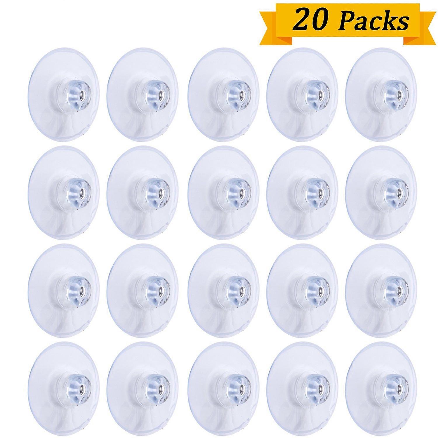20 Pack Large Suction Cup PVC Plastic Sucker Pads, Clear, Hookless