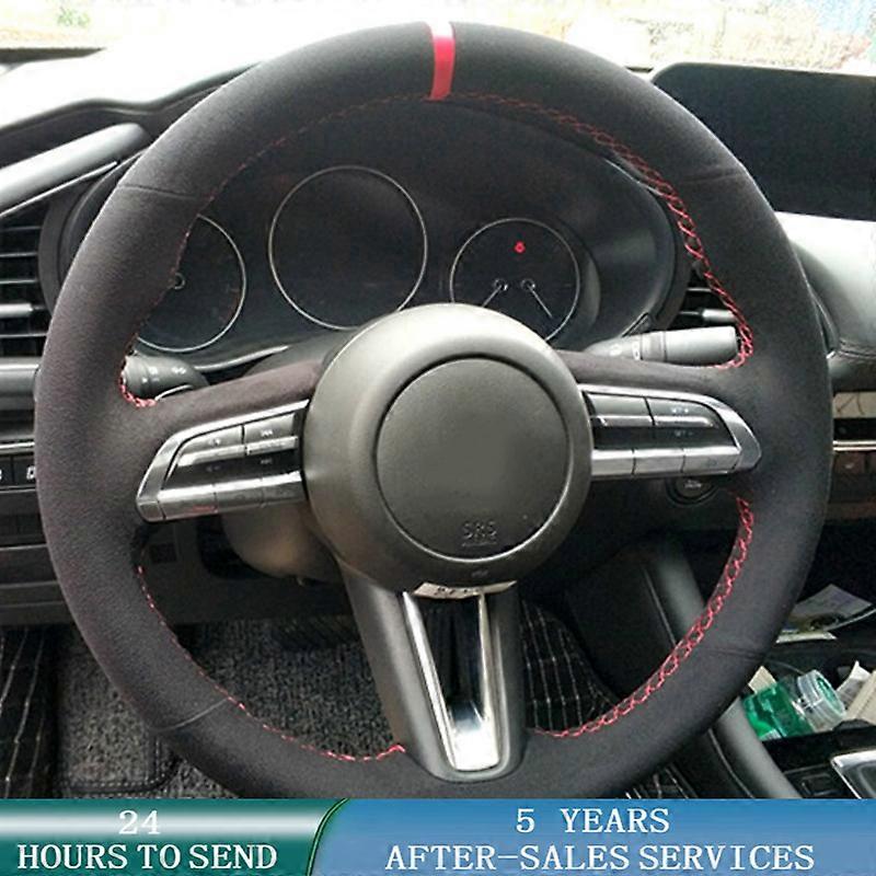 Customized Car Steering Wheel Cover Hand Sewing Suede Leather Braid For Mazda CX-30 CX30 2019-2020 Mazda 3 Axela 2019-2020