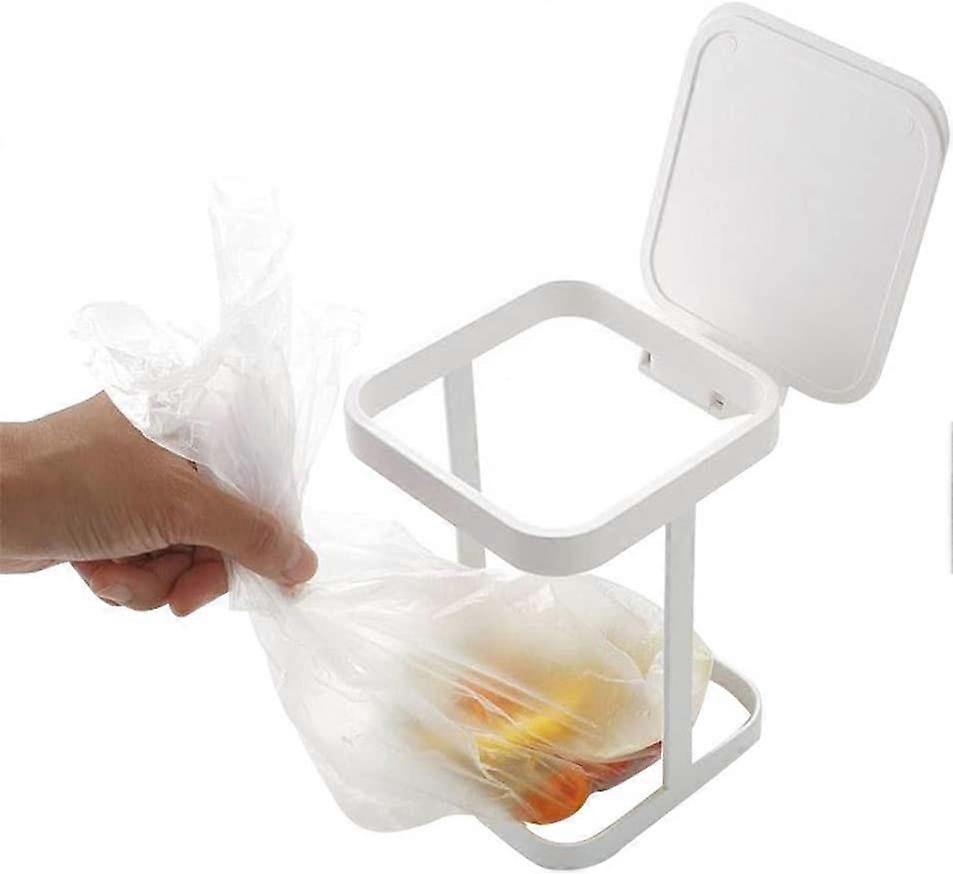 Metal Mini Countertop Trash Can with Lid Tiny Garbage Bag Holder for Home Kitchen Office