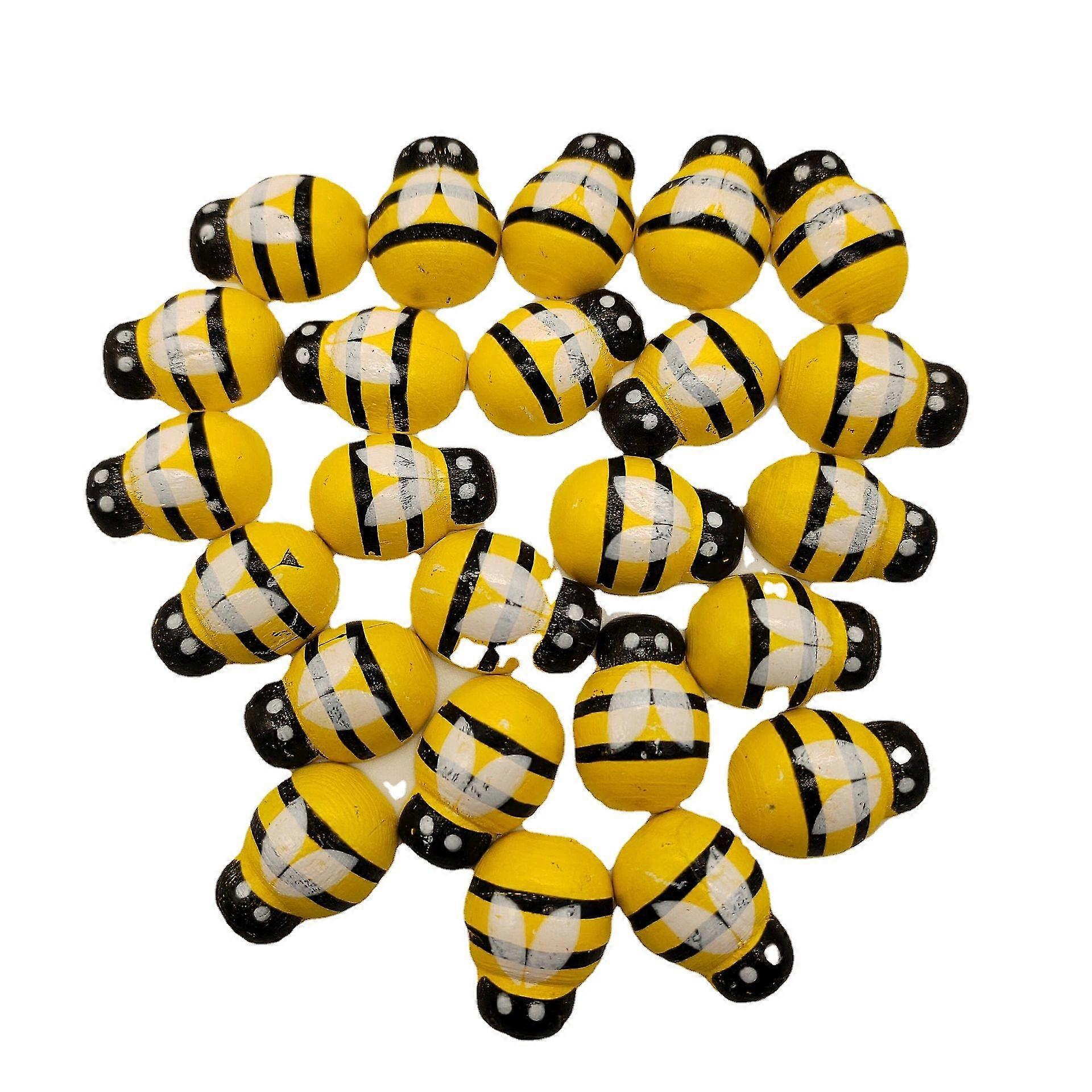 20 Pieces Mini Bees Accessories Mini Wood Flat Back Bumblebee Hai