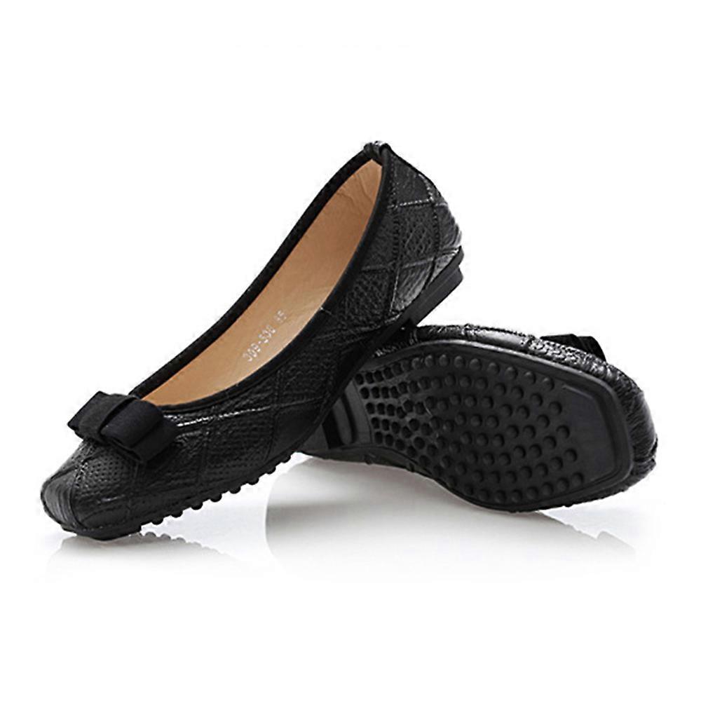 Square Snakeskin Pattern Checks Thin Shoes Bowknot Flat