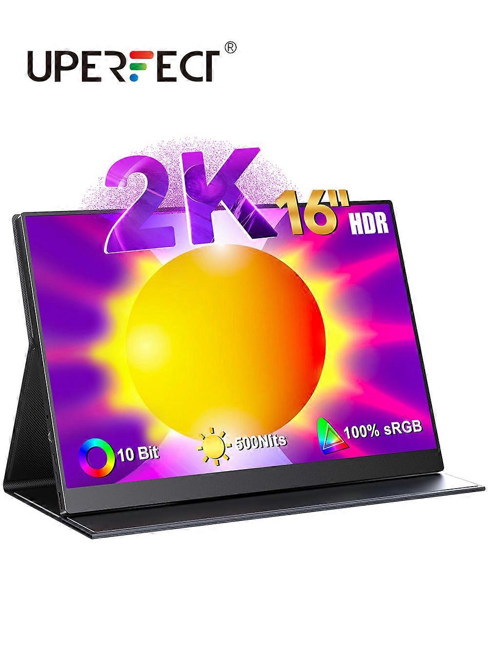 16 Zoll tragbarer Monitor 2K 2560 * 1600 HDR IPS Matt 16:10 Externer Computer Laptop Display Gaming-Bildschirm mit VESA