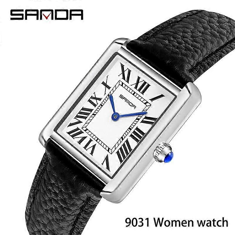 SANDA 2023 New Couple Watch 30M Waterproof Casual Fashion Quartz Watches Wear Resistant Leather Strap Square Dial Design Reloj