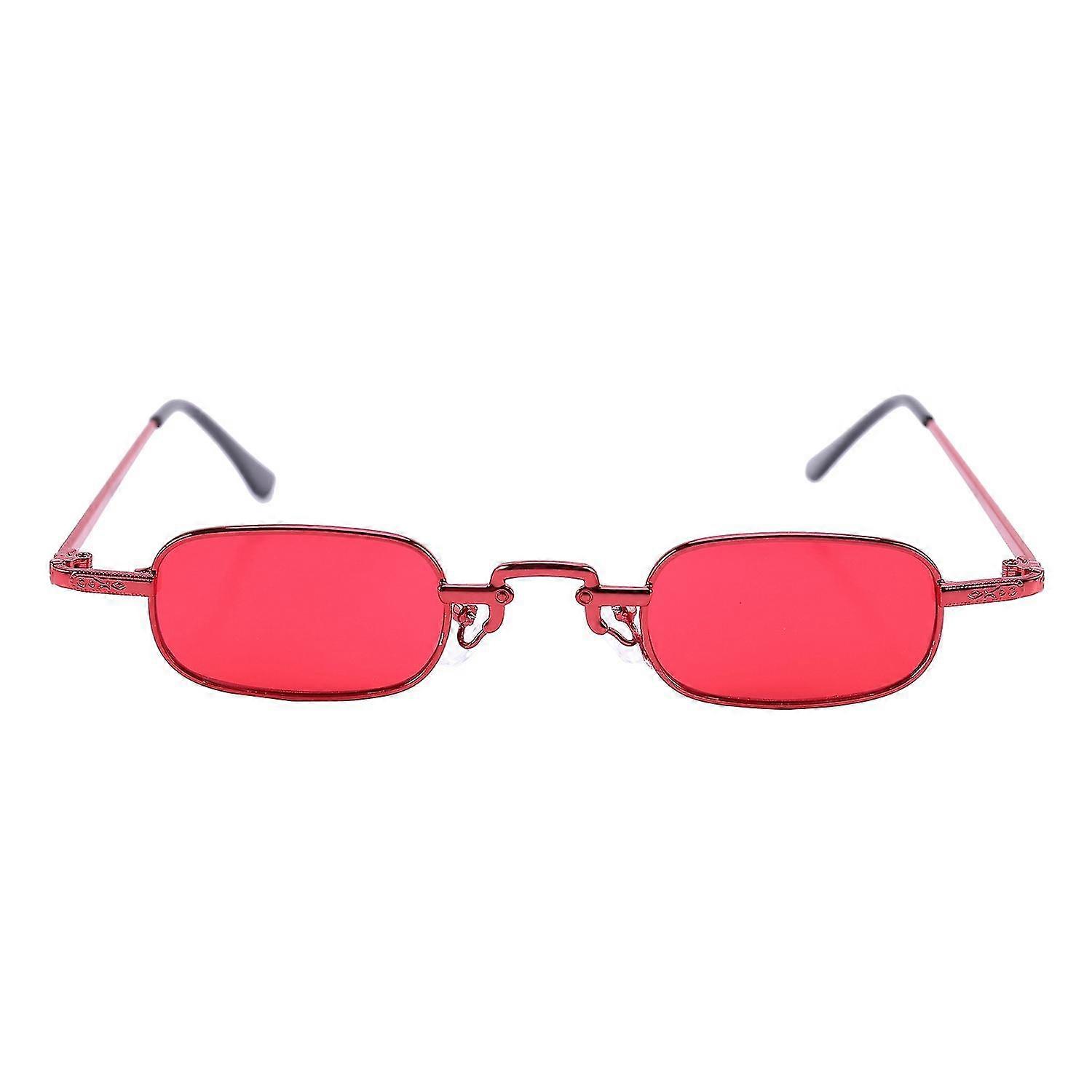 Óculos Punk Retro Clear Square Sunglasses-Red