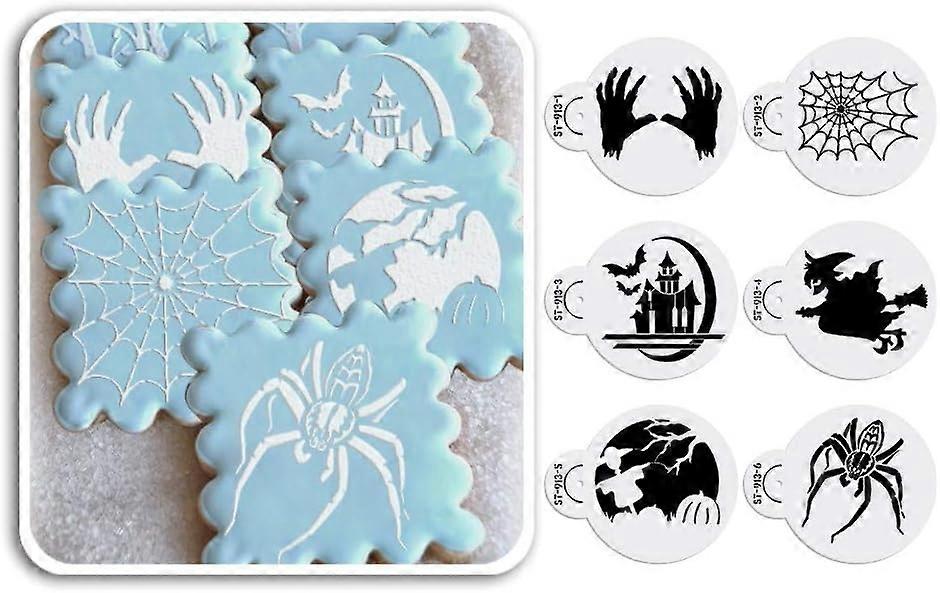 Kitchenware 2.76Inch 6pcs Halloween Skull,Spider,Ghost House,Witch Cookie Stencil Set