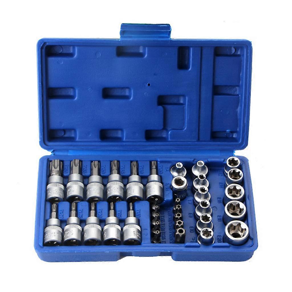 34 Pcs Torx Bit Socket Set E4-E20 Nut Set T10-T60 Torx Socket Set 3/8 "Bit
