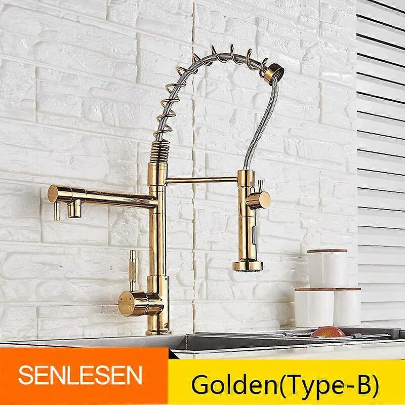 Senlesen Kitchen Spring Faucet W/Pull Down Sprayer 360 Rotation Desk Mounted Single Handle Hot and Cold Water Mixer Sink Tap