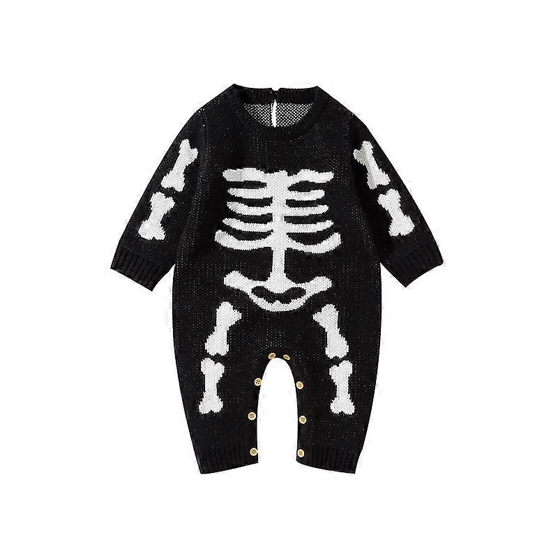 Kış Bebek Tulum Örme Yenidoğan Erkek Kız Cadılar Bayramı İskelet Tulum Playsuits Tek Parça Bebek Unisex Tulum Kostümler