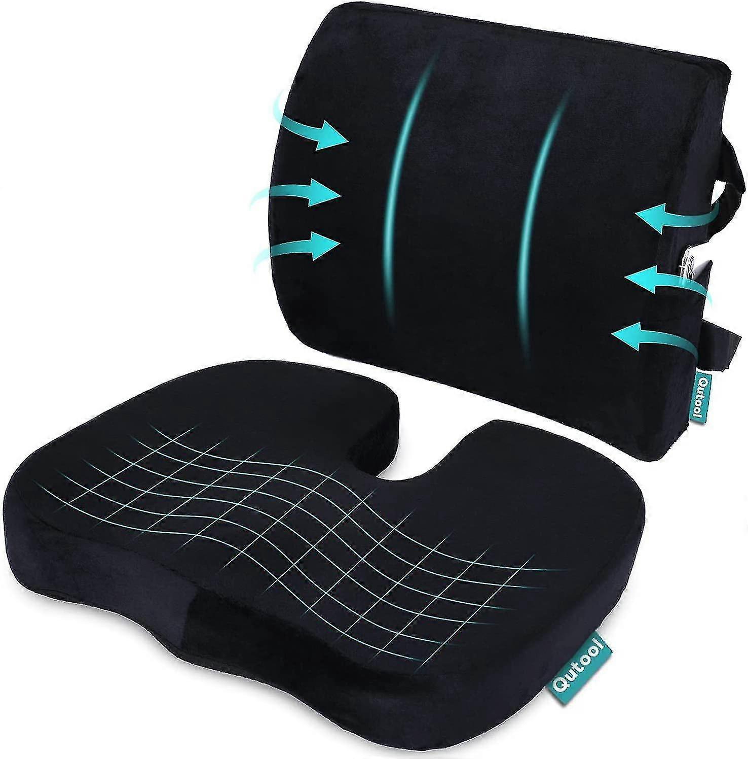 整形外科用シートクッションとバック&腰椎サポートクッションオフィスチェア用枕メモリーフォームカーシート