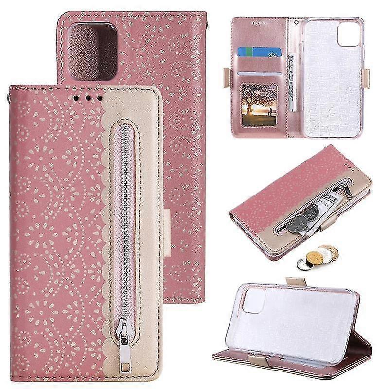 For Iphone 14 Double Button Zipper Leather Case (pink)