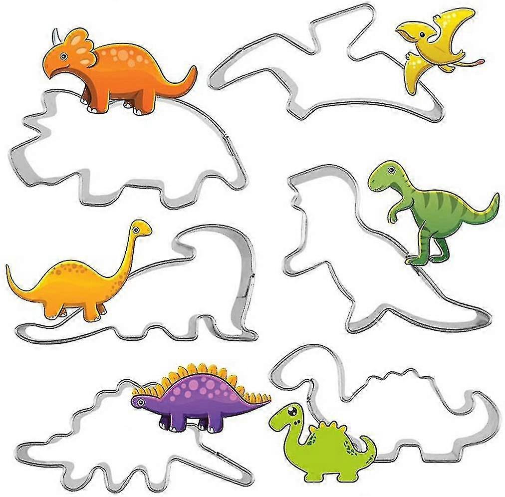6 stk rustfritt stål dinosaur kutter cookie cutter cookie cutter