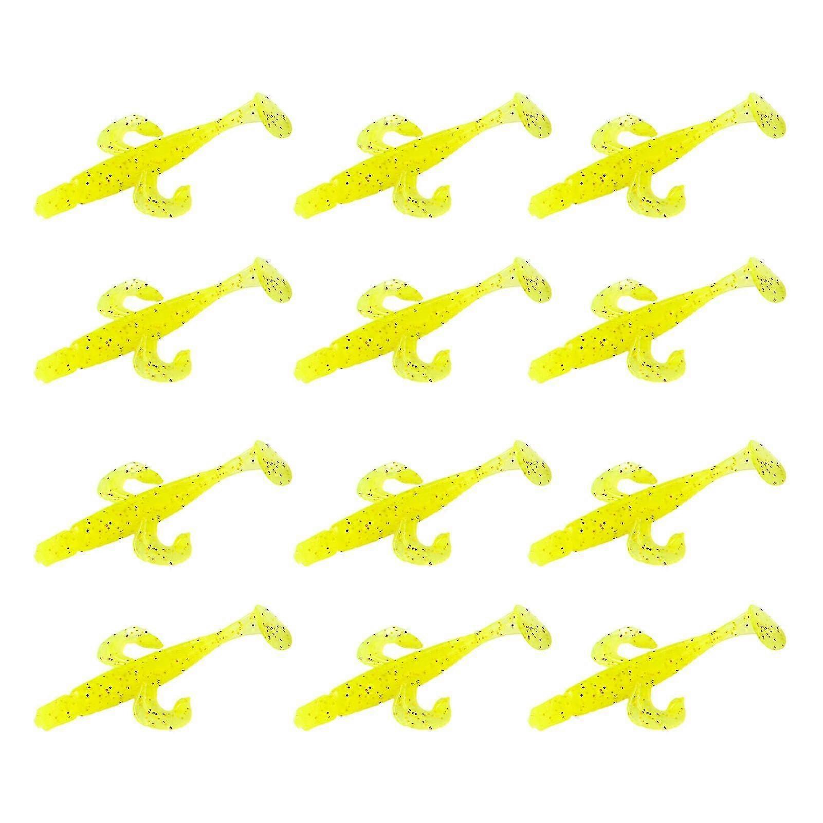 12pcs Angelköder Hoch simulierte helle Farbe Weiche Textur Hohe Zähigkeit T-Tail Design TPR Salzwasser Süßwasser Fake Soft Bait Köder Angeln Supp