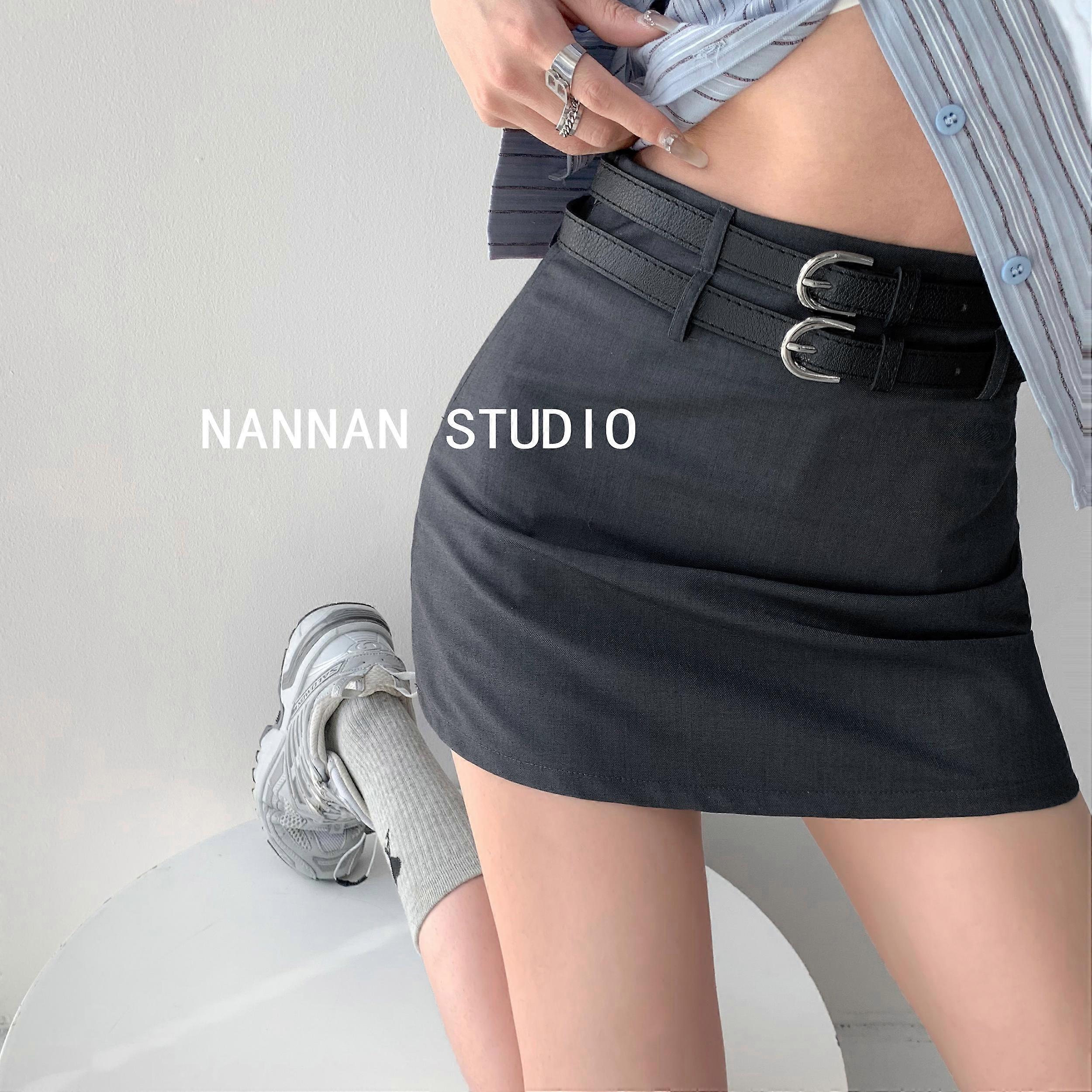 Avrupa Ve Amerikan Tarzı Slim-Fit Kısa Çapraz Kaplama Mini Etek Kadın Yaz Sıcak Kız Tarzı Slim-Fit Çift Kemer Yüksek Bel A-Etek Etek